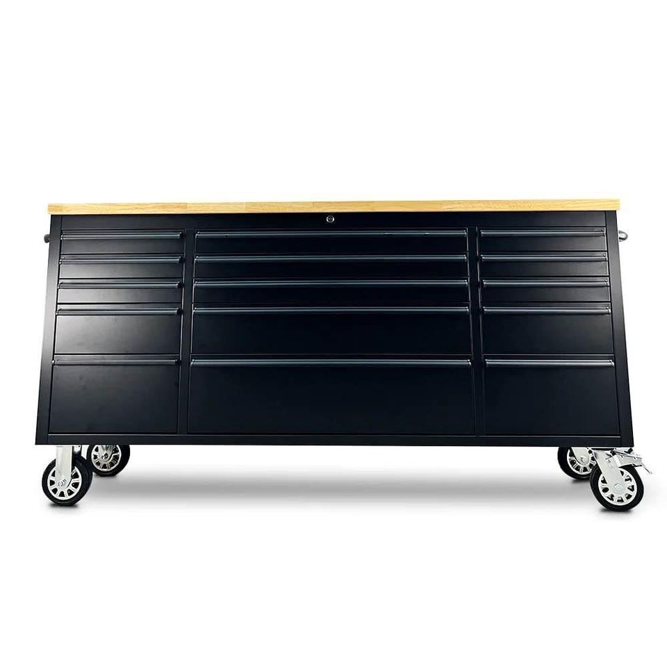 61" Black Powder-Coated Steel Tool Chest – 9-Drawer Adjustable Height