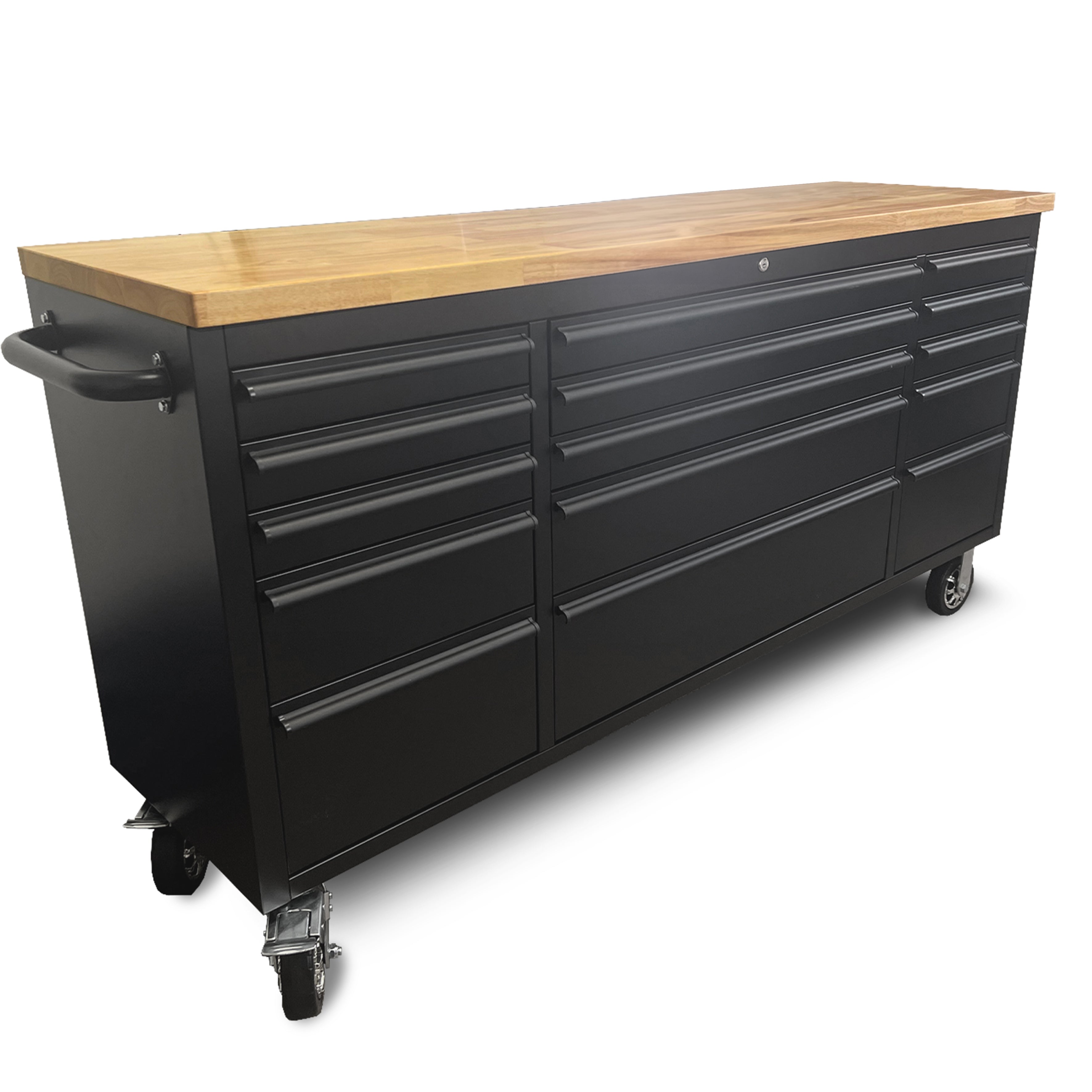 61" Black Powder-Coated Steel Tool Chest – 9-Drawer Adjustable Height