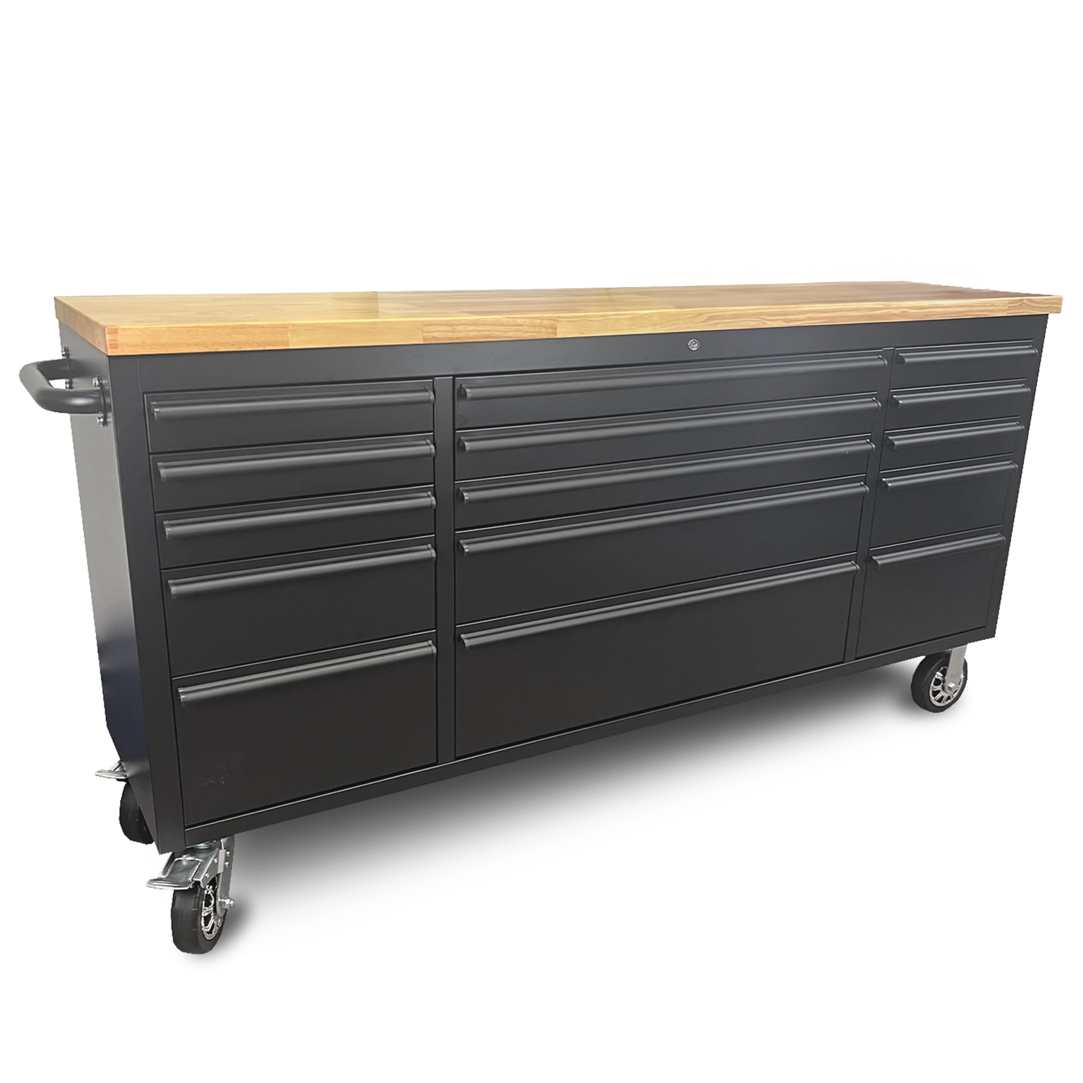 61" Black Powder-Coated Steel Tool Chest – 9-Drawer Adjustable Height