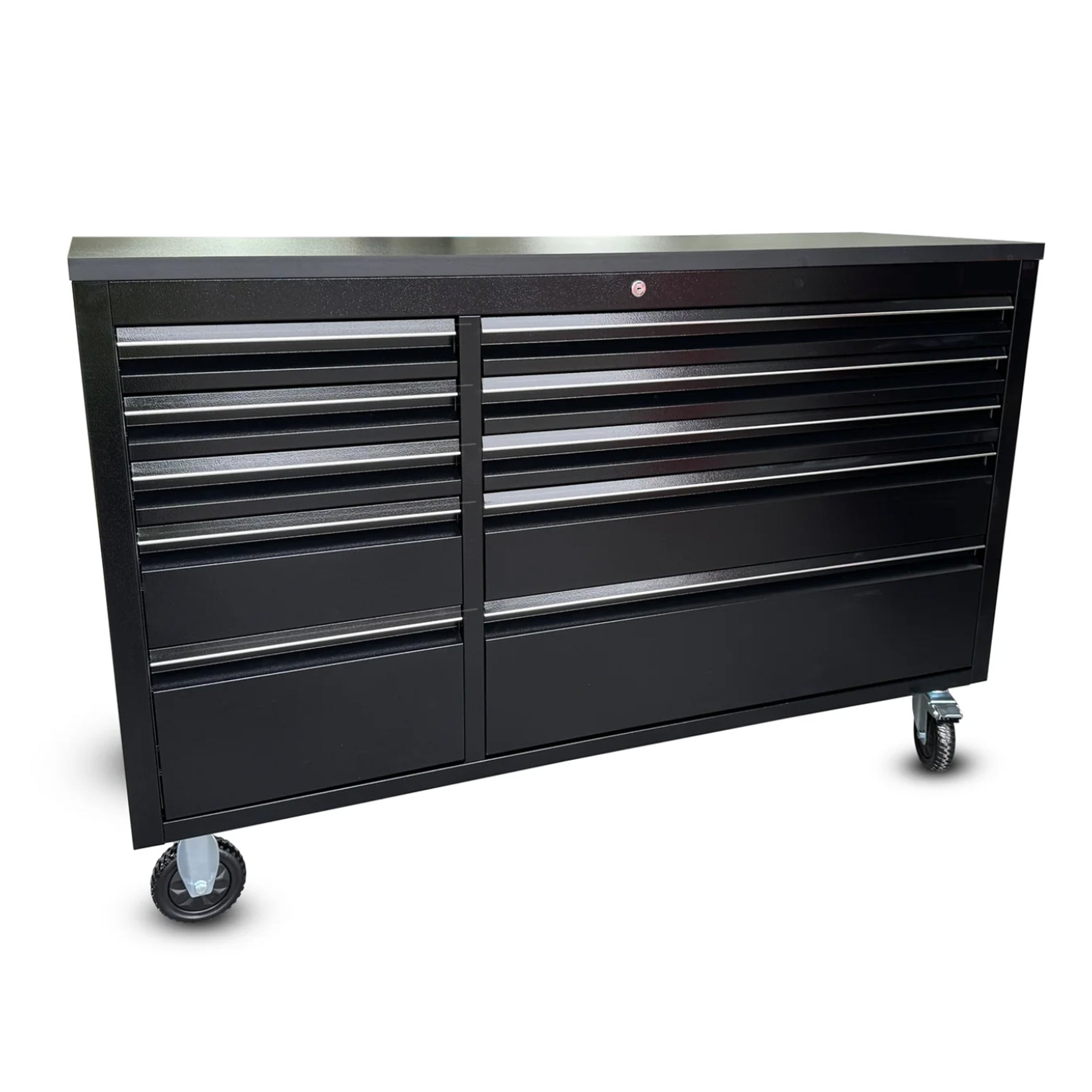 55" Black Powder-Coated Steel Tool Chest – 10-Drawer Organiser