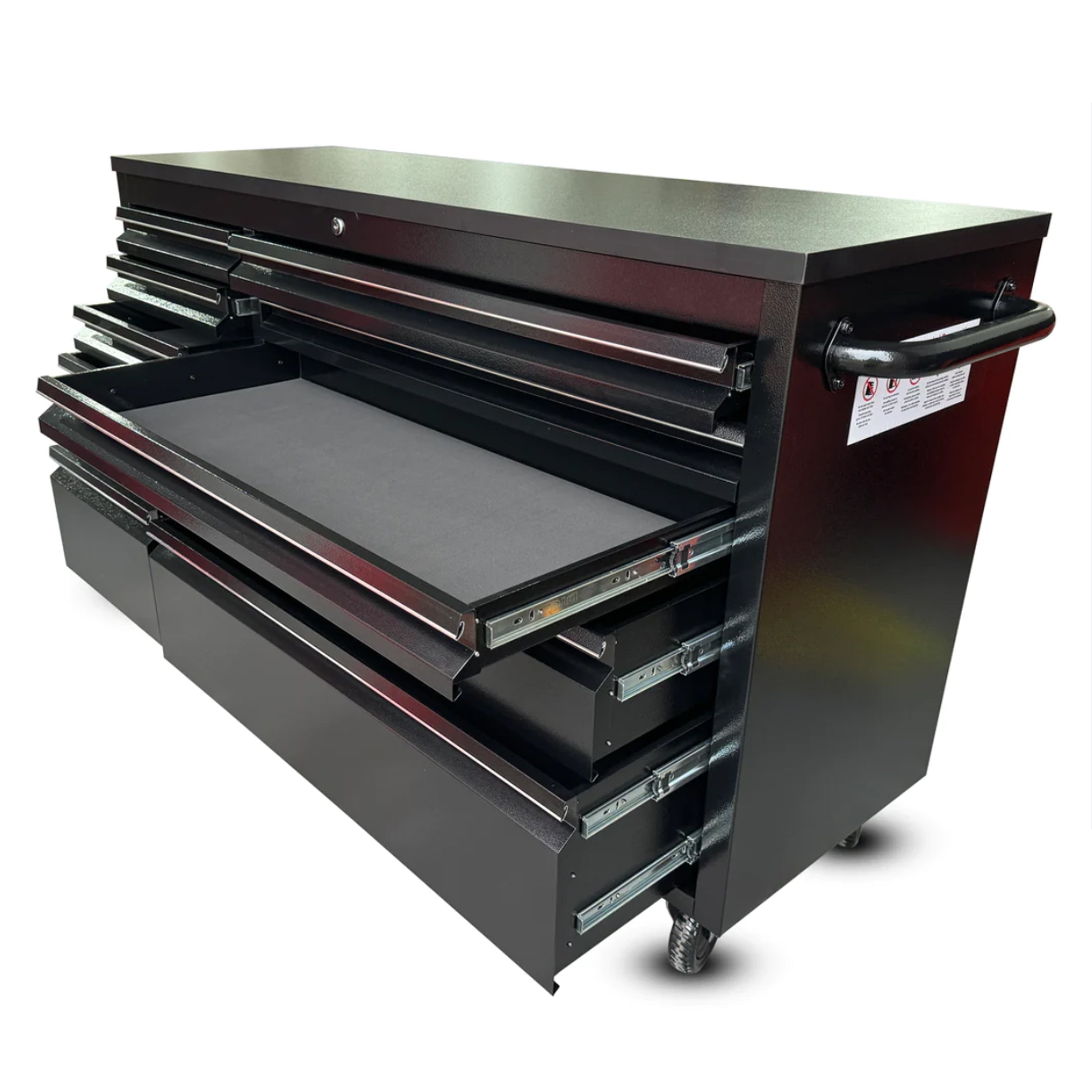 55" Black Powder-Coated Steel Tool Chest – 10-Drawer Organiser