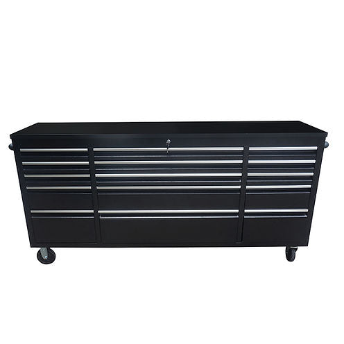 72" Black Powder-Coated Steel Tool Chest – 15-Drawer Organiser