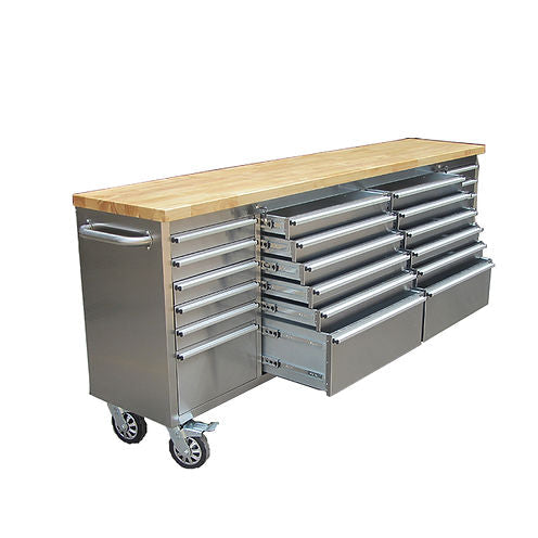 96" Stainless Steel Tool Chest – 24-Drawer Storage Solution