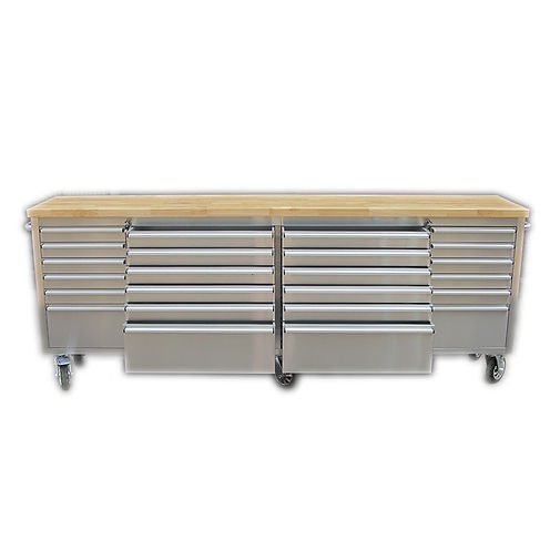 96" Stainless Steel Tool Chest – 24-Drawer Storage Solution
