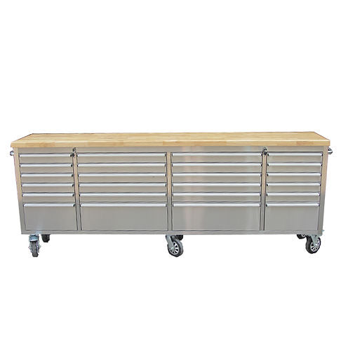 96" Stainless Steel Tool Chest – 24-Drawer Storage Solution