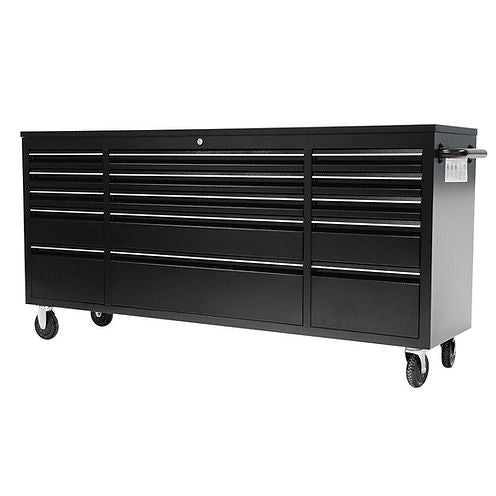 72" Black Powder-Coated Steel Tool Chest – 15-Drawer Organiser