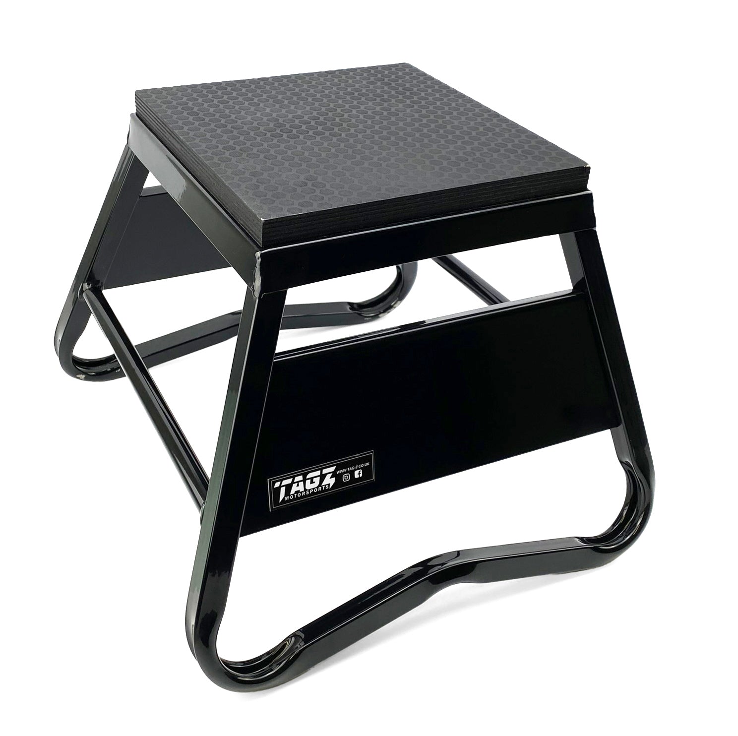 Heavy Duty Small MX Motorcycle Steel Box Stand 300mm Black